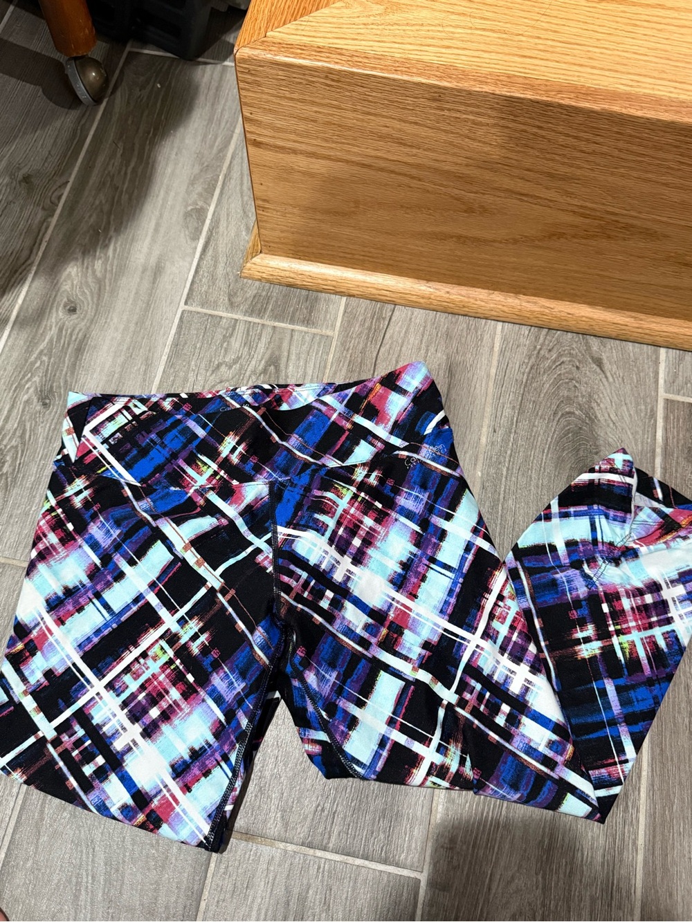Calvin Klein Black, Blue & Purple Plaid Active Leggings